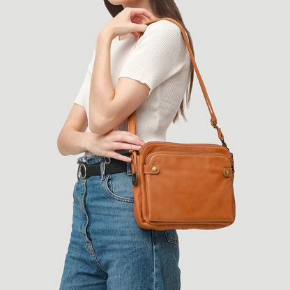 Three-Layer Leather Crossbody Shoulder Bag and Clutch