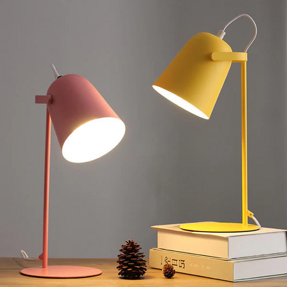 Nordic Macaron Color Table Lamp with Creative Iron Bucket Design