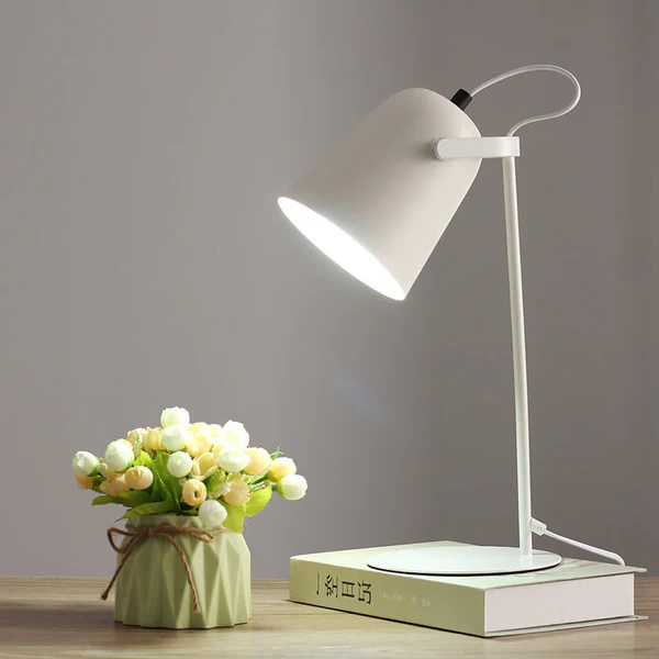 Nordic Macaron Color Table Lamp with Creative Iron Bucket Design