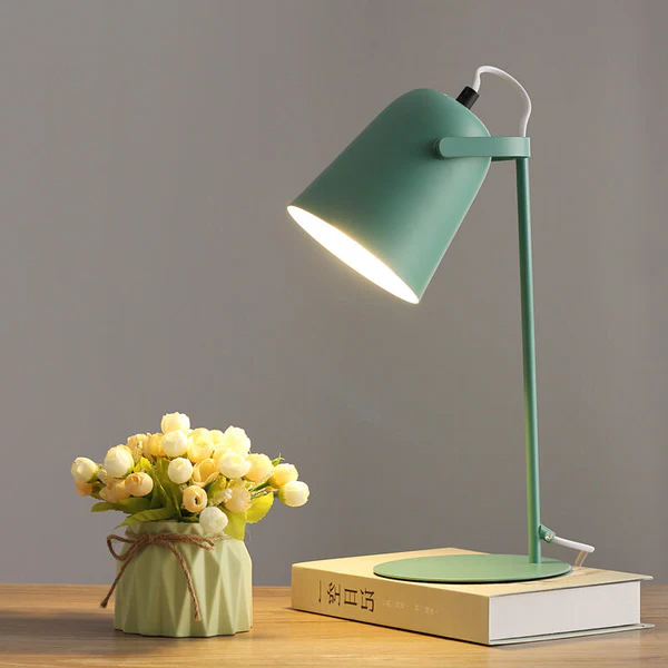 Nordic Macaron Color Table Lamp with Creative Iron Bucket Design