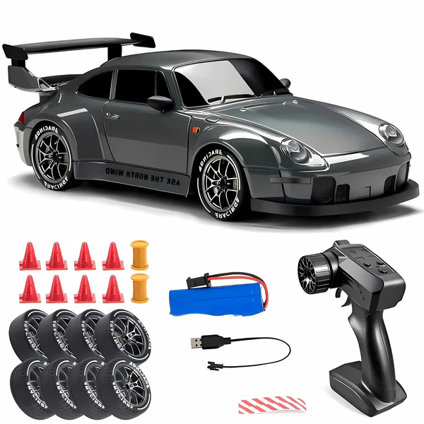 4WD RC Car with LED Lights, Retro Drift Master