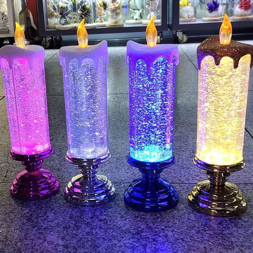 Rechargeable LED Christmas Candles with Glitter