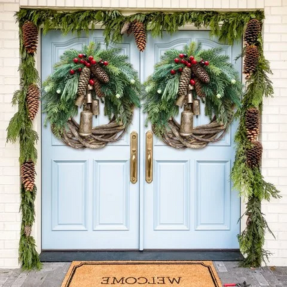 Farmhouse Christmas Wreath, Boho Style Holiday Decor