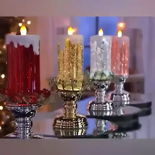 Rechargeable LED Christmas Candles with Glitter