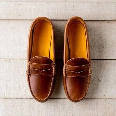 Vintage Women Slip On Loafers, Low Heel PU Leather Shoes