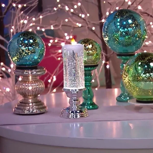 Rechargeable LED Christmas Candles with Glitter
