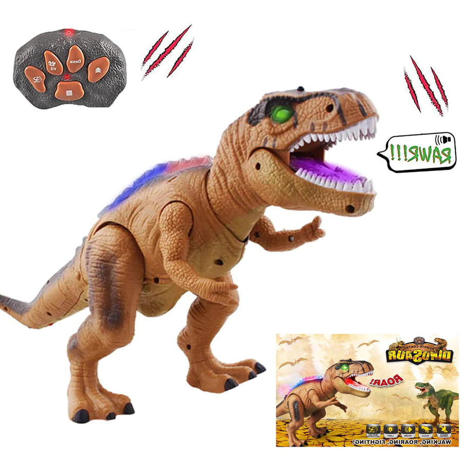 Remote Control T-Rex Dinosaur Toy, LED Light Up, Walking and Roaring Features