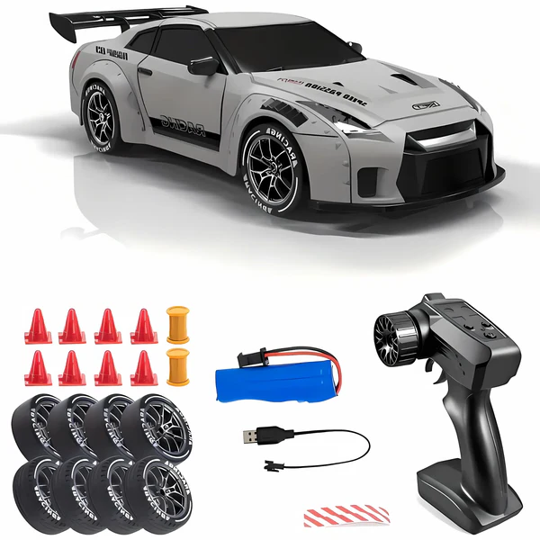 4WD RC Car with LED Lights, Retro Drift Master