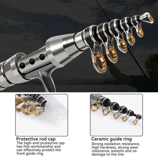 Carbon Fiber Telescopic Fishing Rod and Reel Combo for Saltwater and Freshwater